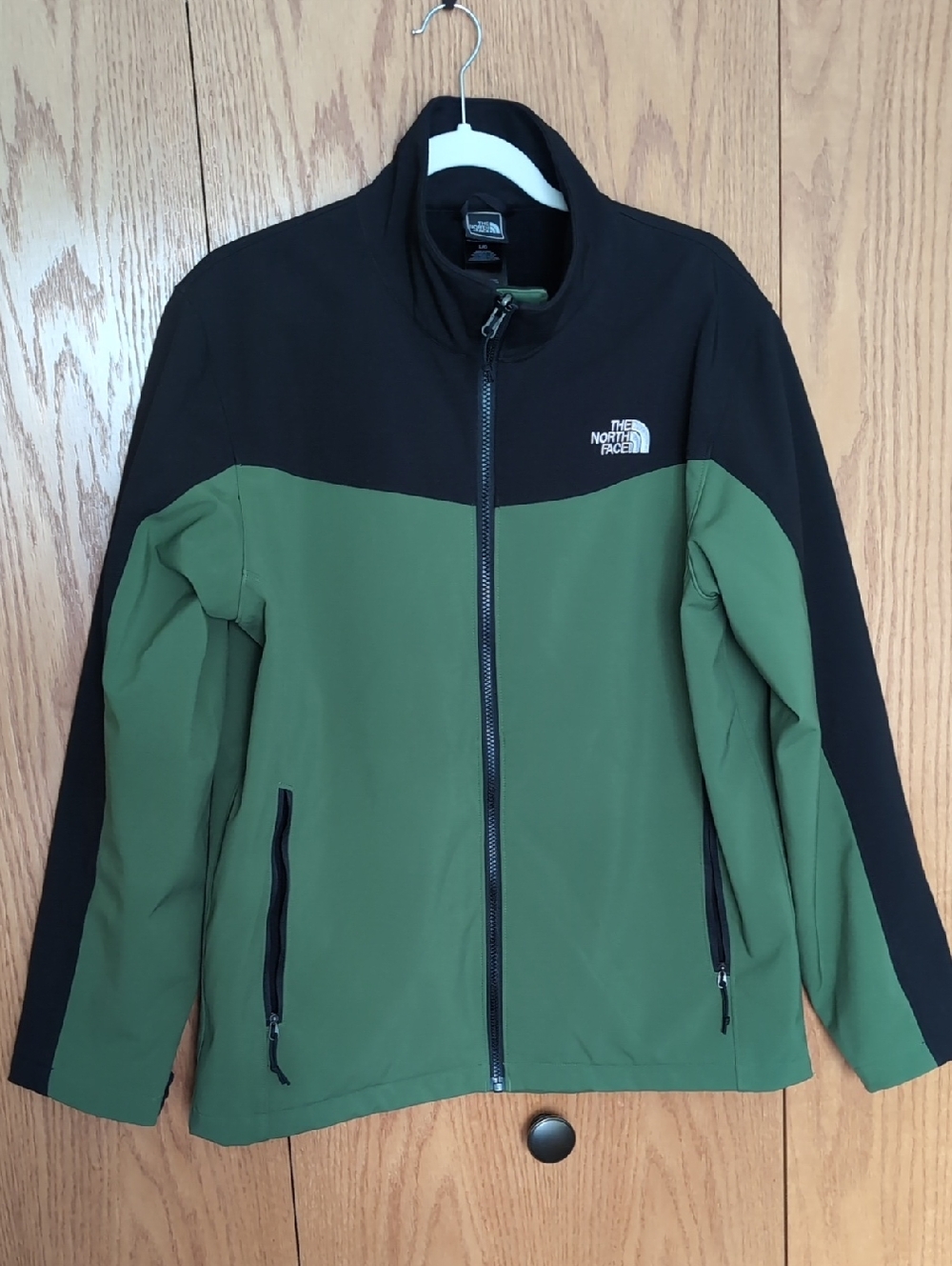 The North Face Black and Green Softshell Jacket - Full Zip